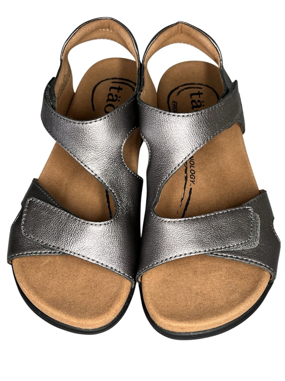 Taos Serene Leather Sandals Womens Size 7 Pewter Comfort Adjustable Straps